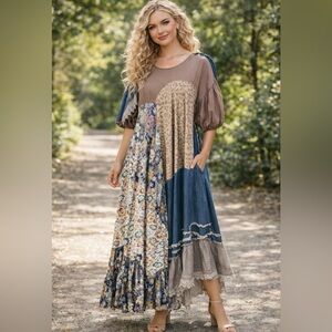 Bohemian Patchwork Maxi Dress